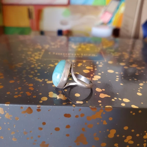 Larimar Silver Ring from Togo Size Small - Picture 2 of 3